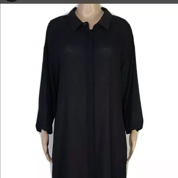 NWT MOUSSY VINTAGE Black Cotton Chiffon Half Sleeve Shirt Dress Sz. XS - Picture 3 of 10